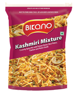 Bikano Kashmiri Mix crunchy snack pack with spices and nuts.