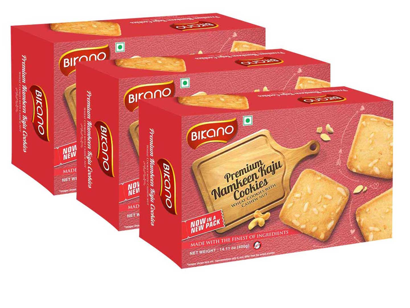 Bikano Namkeen Kaju Cashew Cookie (400 gms, Pack of 3)