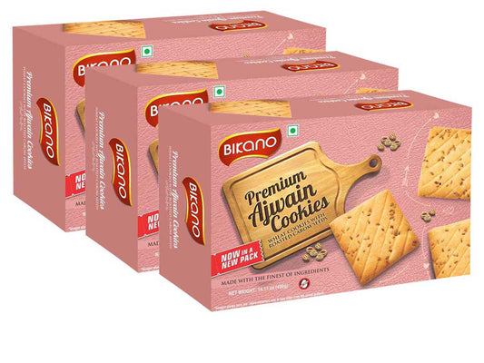 Bikano Ajwain Cookie (400 gms, Pack of 3)