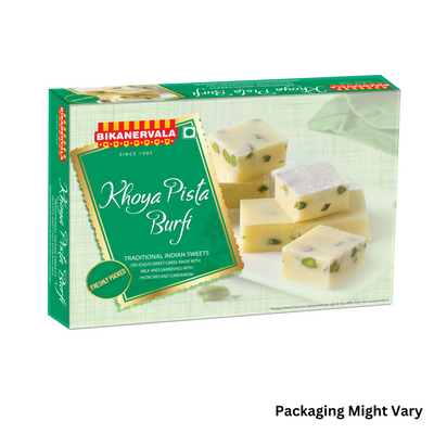 Bikanervala Khoya Pista Burfi - Authentic Indian sweet with khoya and pistachios