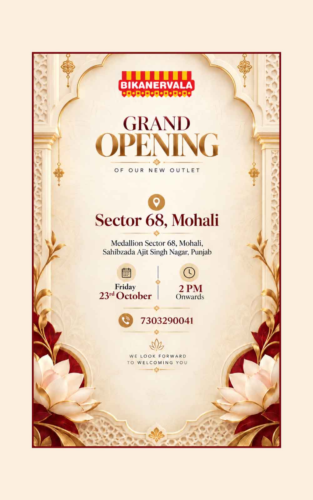 Mohali grand opening invitation website banner mobile