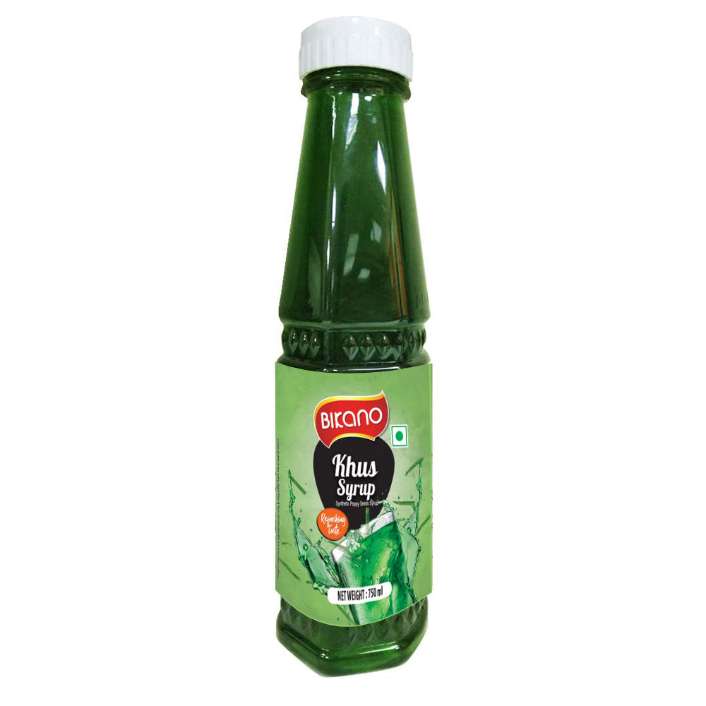Bikano Khus Syrup – herbal green syrup made with vetiver essence, ideal for cooling summer drinks

