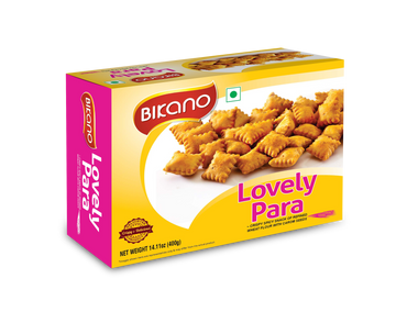 Bikano Lovely Para – sweet, golden, crispy Indian snack with sugar coating, perfect for tea-time or festive snacking