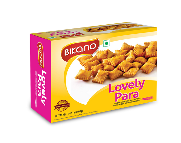 Bikano Lovely Para – sweet, golden, crispy Indian snack with sugar coating, perfect for tea-time or festive snacking