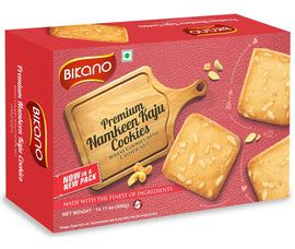 Bikano Namkeen Kaju Cookies – savory and crispy cookies with rich cashew nuts, perfect for tea-time or snacking