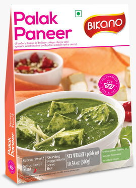 Bikano Palak Paneer – ready-to-eat creamy spinach curry with soft paneer cubes and Indian spices