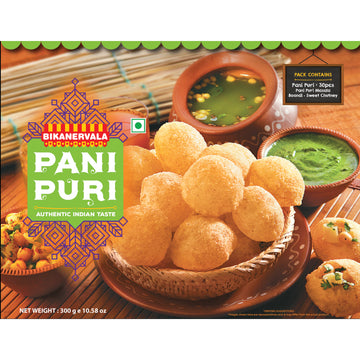 Bikano Pani Puri – crispy puris with spicy water and masala filling, ready-to-eat Indian street snack