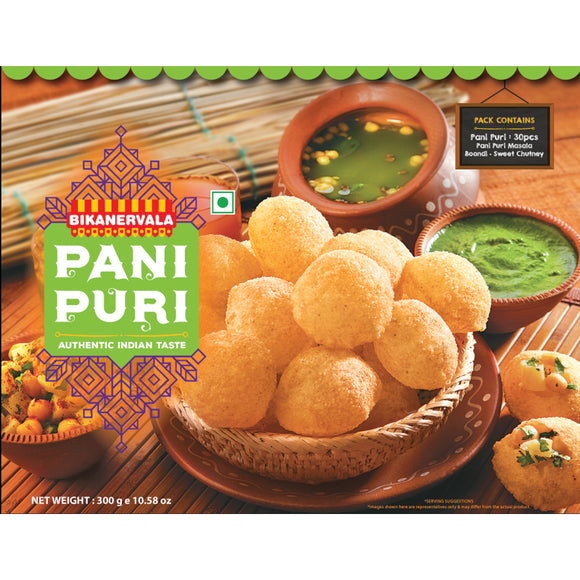 Bikano Pani Puri – crispy puris with spicy water and masala filling, ready-to-eat Indian street snack
