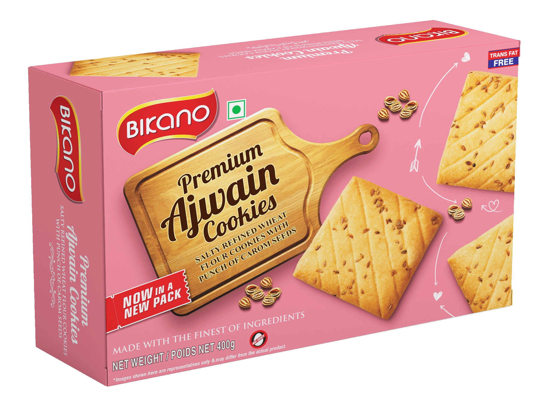 Bikano Premium Ajwain Cookies – savory and crispy cookies made with carom seeds, perfect for tea-time or light snacking
