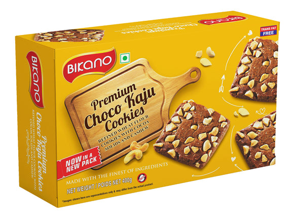 Bikano Choco Kaju Cookies – rich chocolate cookies with crunchy cashews, perfect for snacking and gifting