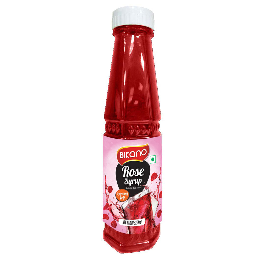 Bikano Rose Syrup – aromatic rose-flavored syrup perfect for milkshakes, desserts, and summer drinks

