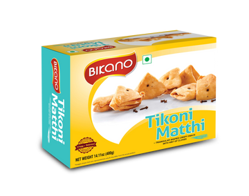 Bikano Tikoni Mathri – crispy, diamond-shaped Indian snack with a blend of spices, perfect for tea-time or festive celebrations